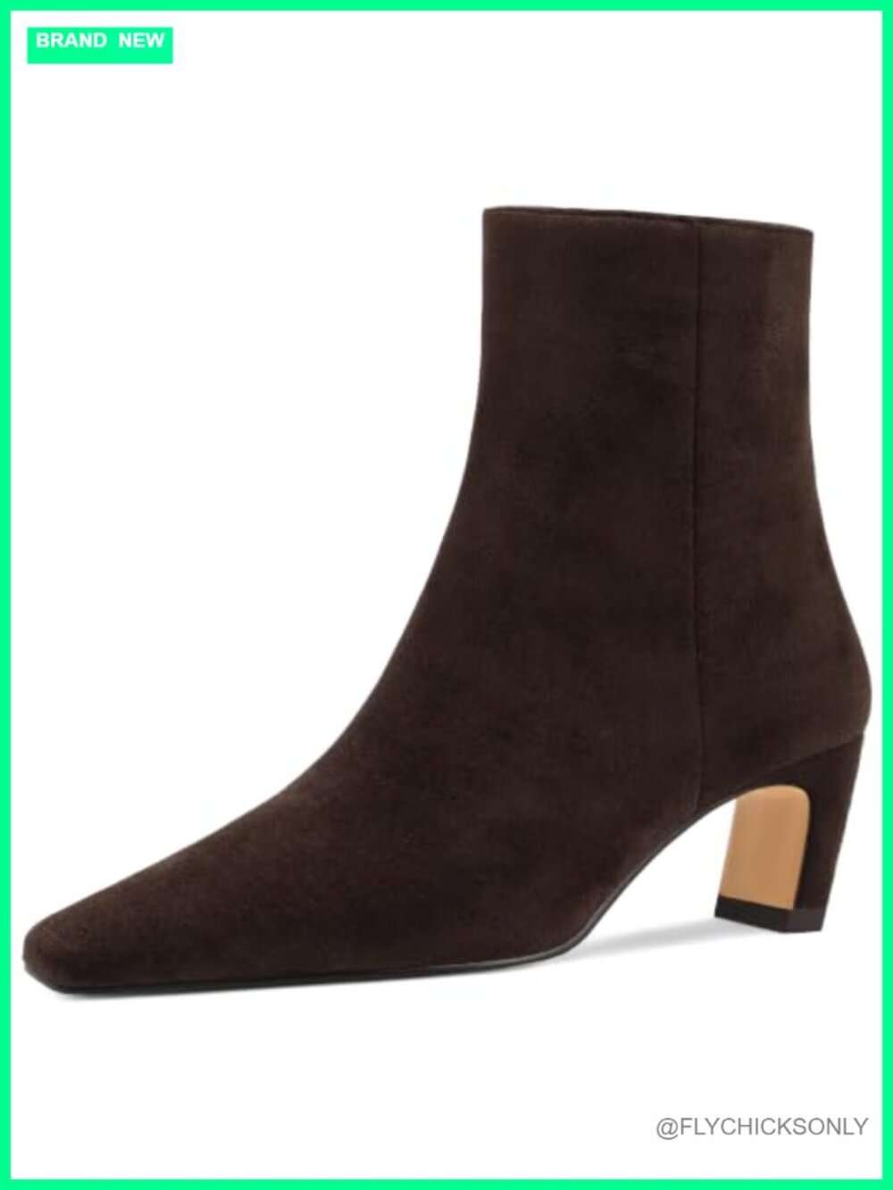 Women's Square Toe Chunky Low Heel Ankle Booties Side Zip Faux Suede